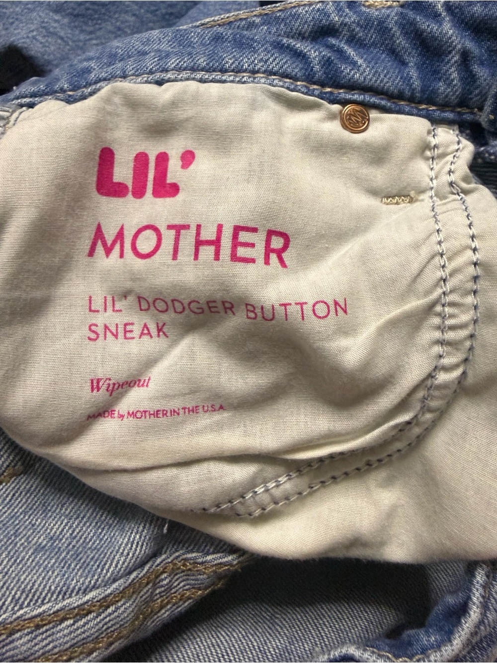 ✨ MOTHER Lil Dodger Button Sneak Wipeout Jeans NWT Premium Denim ✨ 24 x 29 - Picture 7 of 11